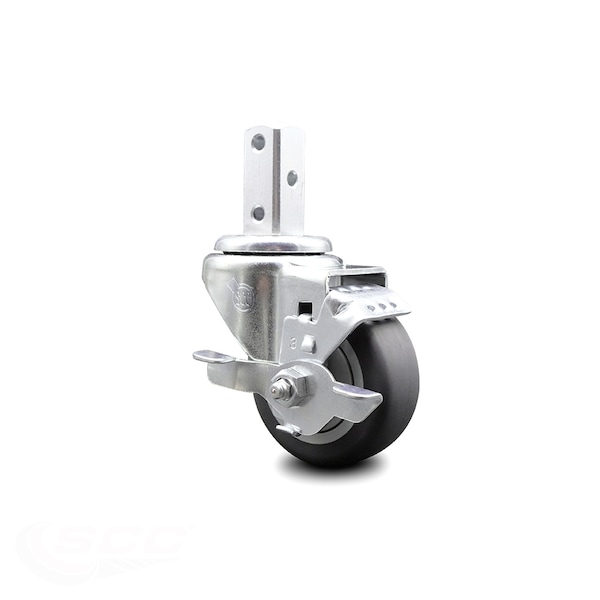 Service Caster 3 Inch Thermoplastic Rubber Wheel Swivel 3/4 Inch Square Stem Caster with Brake SCC-SQ20S314-TPRB-TLB-34 - main